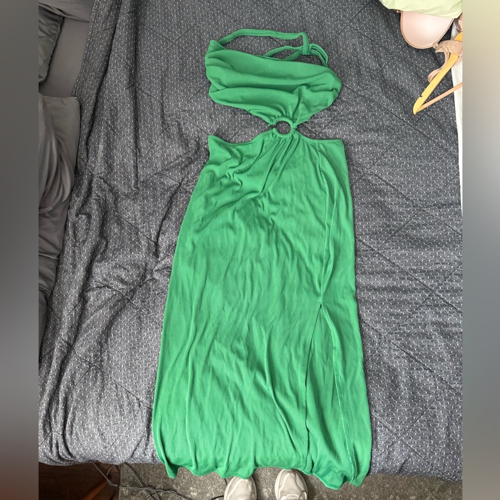 Amazon Green Halter Maxi Dress